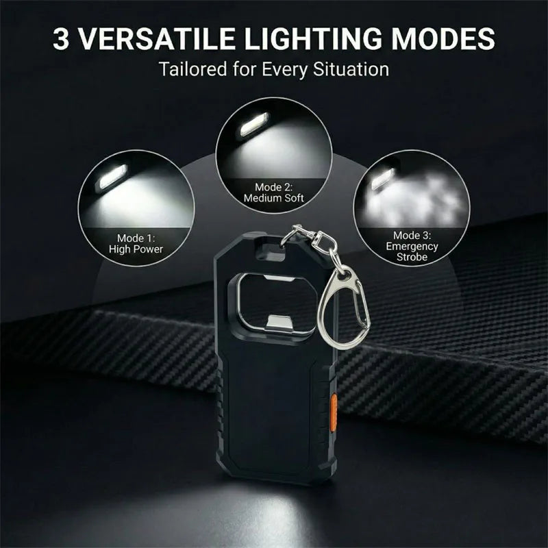 Mini Rechargeable LED Keychain Flashlight – 3 Modes, USB-C
