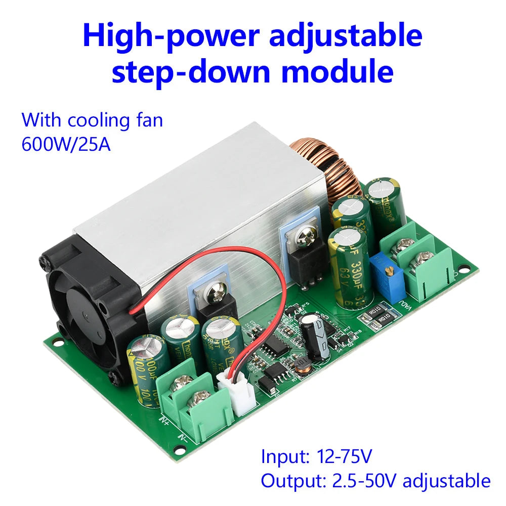 Buck Converter 600W 25A DC-DC 12V-75V TO 5V 19V 21V 24V 48V Adjustable Buck Converter Step-Down Power Module DIY Buck Regulator Oasis Select