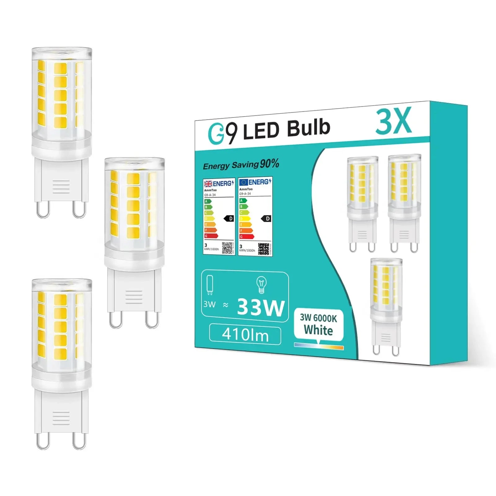 3/8 pack G9 LED Bulbs 3W White/Warm White No-Flicker LED Lamp 33W Halogen Bulb Equivalent Chandelier Pendant Corn Light Bulbs Oasis Select 3pcs G9 cold white