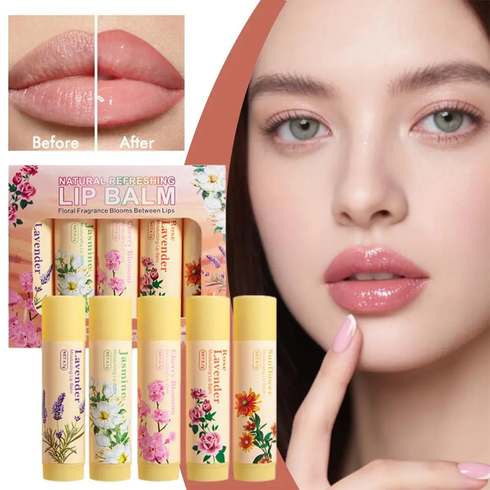 Eelhoe 5-Piece Flower Flavor Lip Balm Set – Hydrating & Nourishing Lip Balm Set Oasis Select
