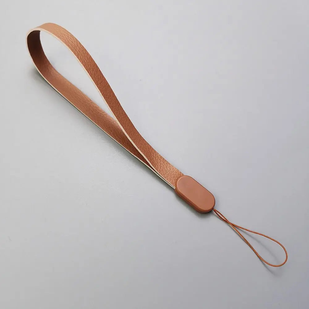 Mobile Phone Lanyard Short Wrist Strap Simple Leather Fashion Tag Chain Bag Accessories Pendant Phone Universal Anti Lose Strap Oasis Select coffee