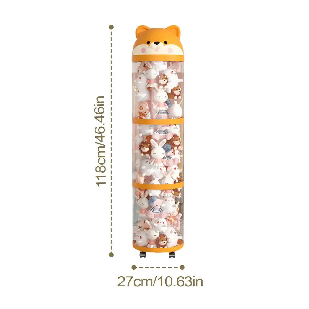 Stuffed Animal Holder Plush Storage Organizer Toy Tube Cute Tube Stuffy Holder Clear Container Large Capacity Home Decor bucket Oasis Select 3 layer wheeled