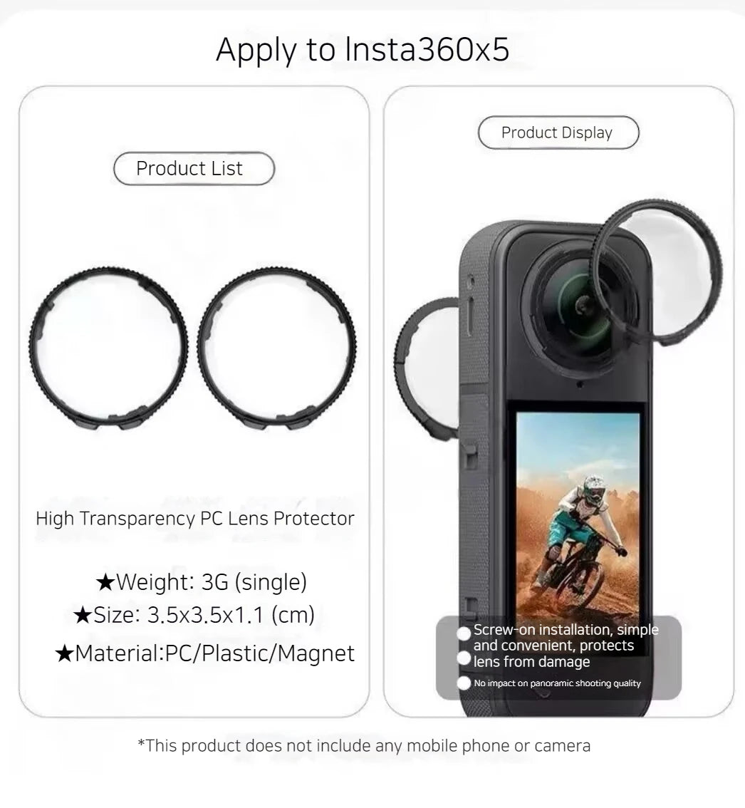 Optical Glass Lens Protector for Insta360 X5 | 9H AR Coated