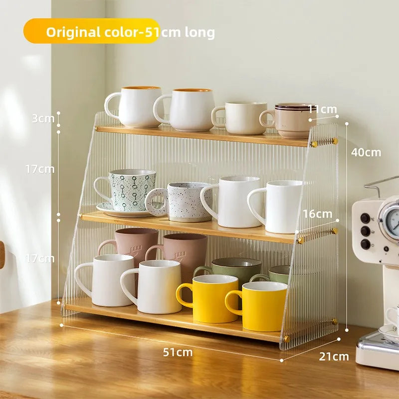 Cup storage rack desktop water cup collection rack dining table bar counter, household tea cup holder double-layer drain Oasis Select Primary 51 long