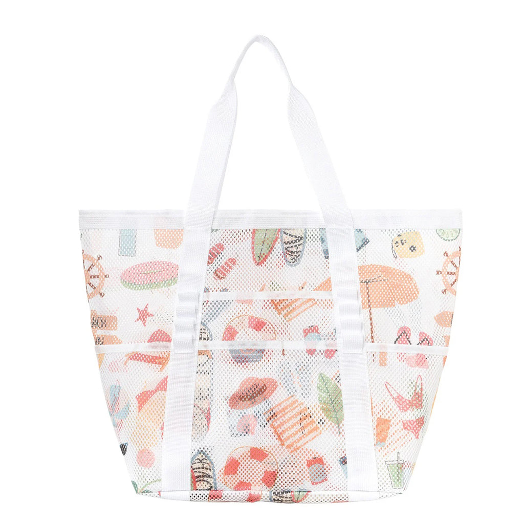 Mesh Beach Tote Bag | Large Multi-Pocket Pool & Travel Bag