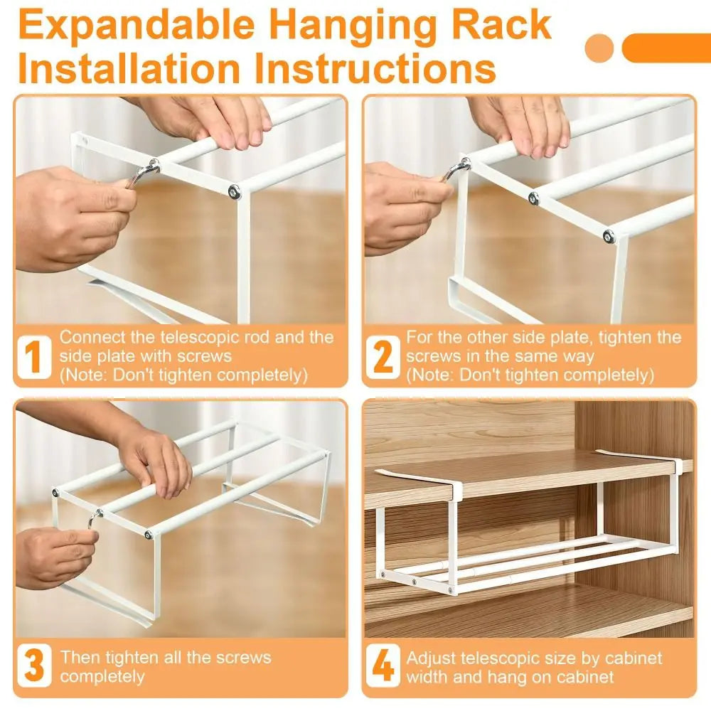 Organizer 15.7-27.6 In Shoe Rack Hanging Adjustable Shoe Storage Retractable Multifunctional Under Cabinet Shelf Entryway Oasis Select
