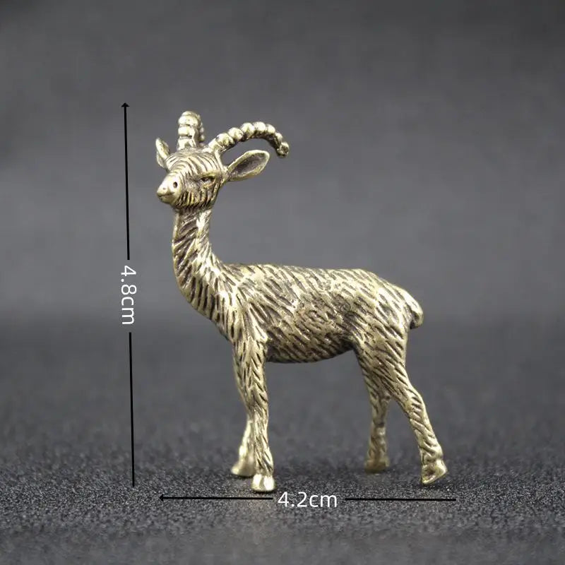 Antique Brass Goat Miniature | Metal Figurine Home & Tea Décor