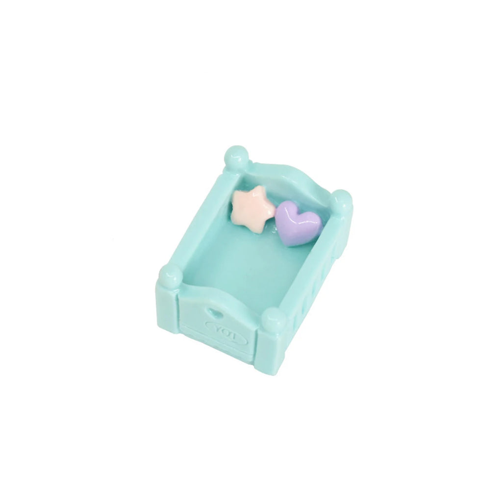 Miniature Resin Bed Micro Landscape Craft Hand Painted Simulation Statue, Wedding Cake Topper Dollhouse Garden Decor Oasis Select Blue