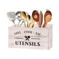 Wooden Utensil Holder – 3-Compartment Cutlery Organizer