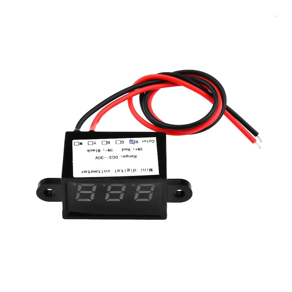 DC 3.0V-30.0V Digital Car Voltmeter Automotive Voltage Meter Waterproof 12V 24V Motorcycle Vehicle LED Display Voltage Tester Oasis Select
