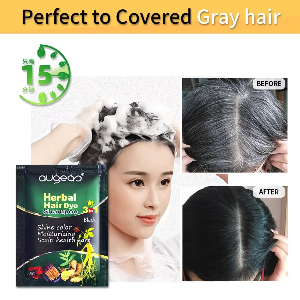 Natural Herbal Hair Dye Shampoo – Grey Coverage 30ml (3/5 Pack) Hair Dye Shampoo Oasis Select