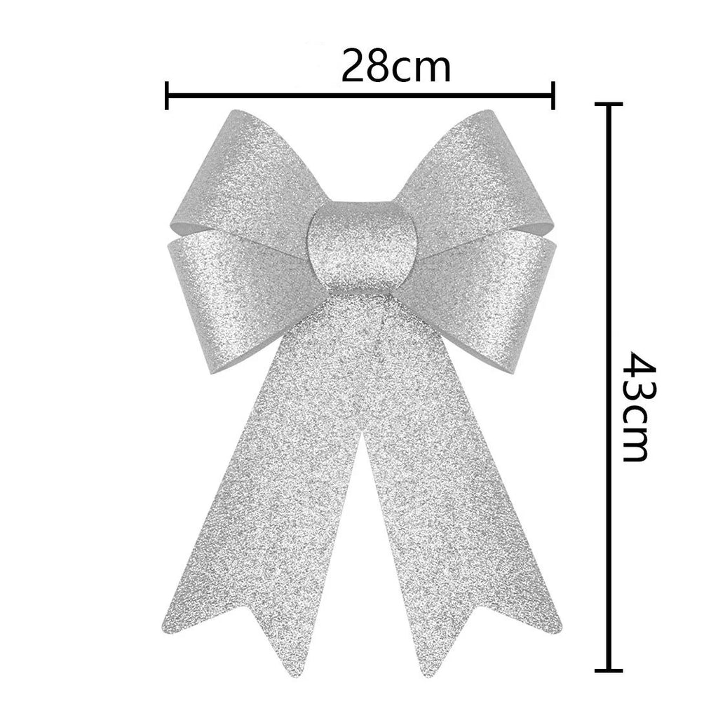 Christmas Bow Red Gold Xmas Tree Large Bowknot For Home Decoration Wedding Navidad New Year Party DIY Hanging Decor Oasis Select Sliver-28x43cm
