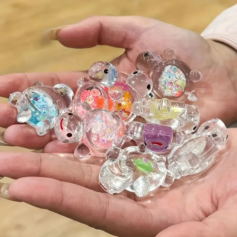 New Trendy Night Light Transparent Glitter Small Turtle Desktop Ornament Student Gift Small Reward Fluorescent Turtle Oasis Select