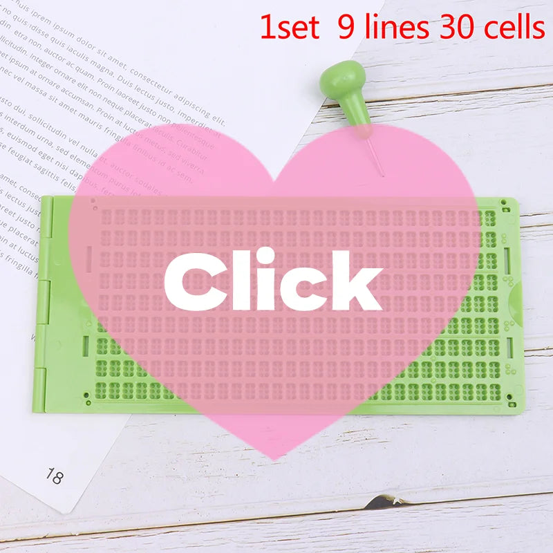 1Set 9 Lines 30 Cells Practical School Plastic Braille Portable Writing Slate With Stylus Oasis Select