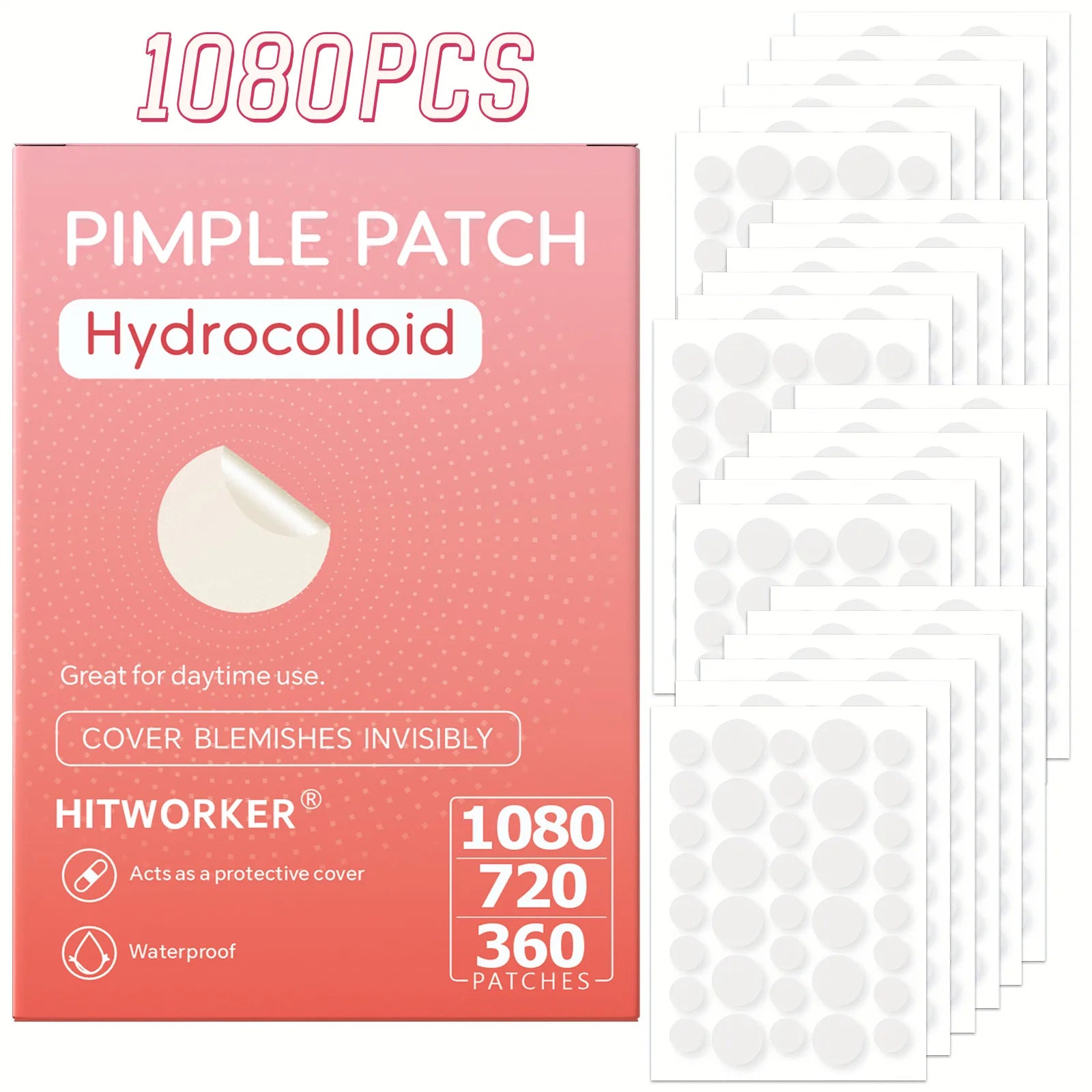 Hydrogel acne patch, 360/720/1080 patch/box, a patch that can effectively remove facial secretions, suitable for men and women Oasis Select 1080pcs