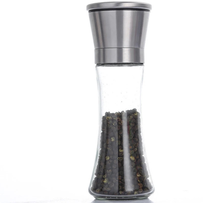 180/200ML Black Pepper Grinder with Stainless Steel Mill Manual Spice Glass Salt and Pepper Grinder Machine for Household Oasis Select 200ml