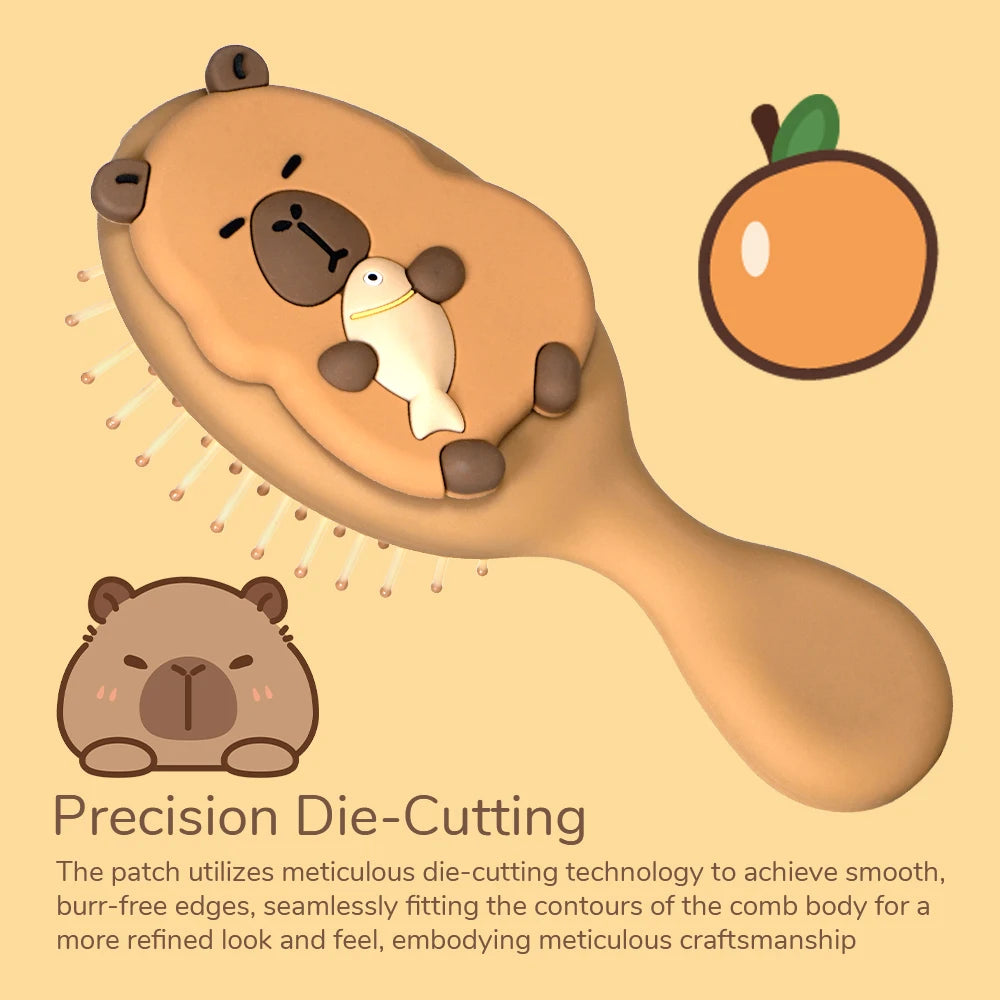 Capybara Holding Fish Design Hair Brush Scalp Massage Detangling Tool Anti Static for Smooth Hair Daily Use Oasis Select