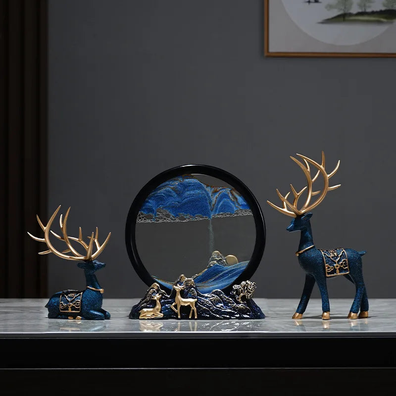 Quicksand Painting Creative Hourglass New Chinese Light Luxury Decoration TV Cabinet Living Room Wine Cabinet Decoration Oasis Select