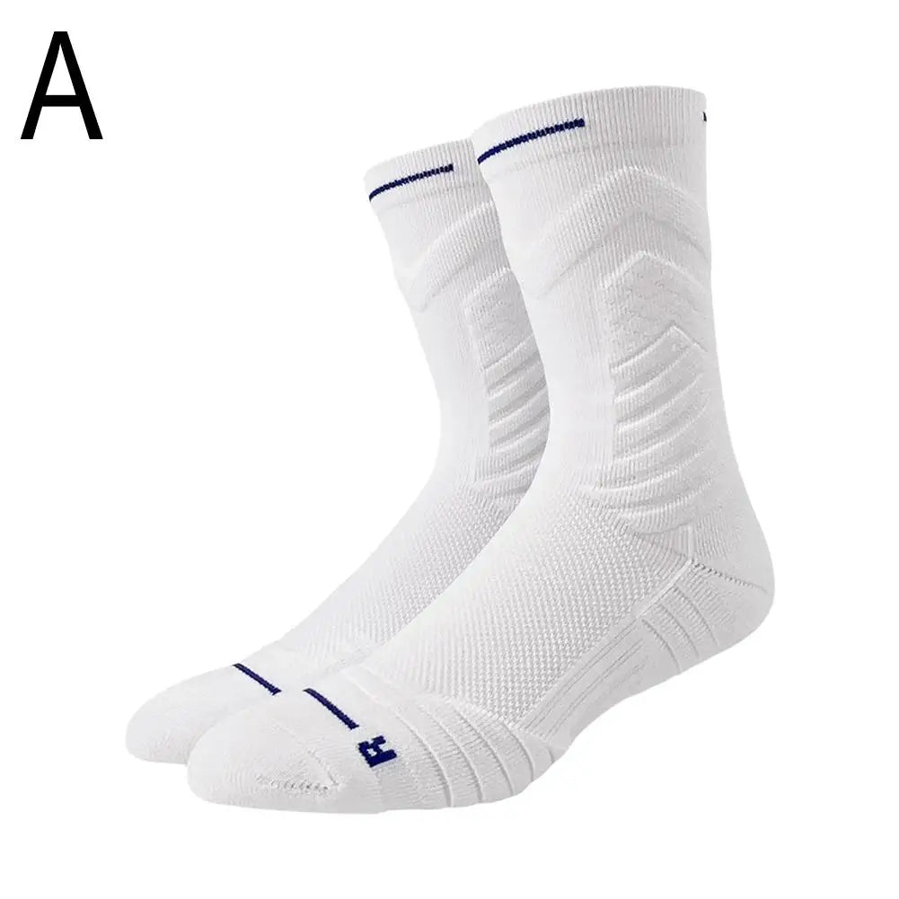 Men's High-top Sports Towel Basketball Socks Bottom Practical Professional Long-tube Mid-tube Elite Thick Running Oasis Select White One Size
