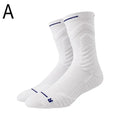 Men's Elite Thick Basketball Socks – High-Top Towel Bottom Athletic Sports Socks Oasis Select White One Size