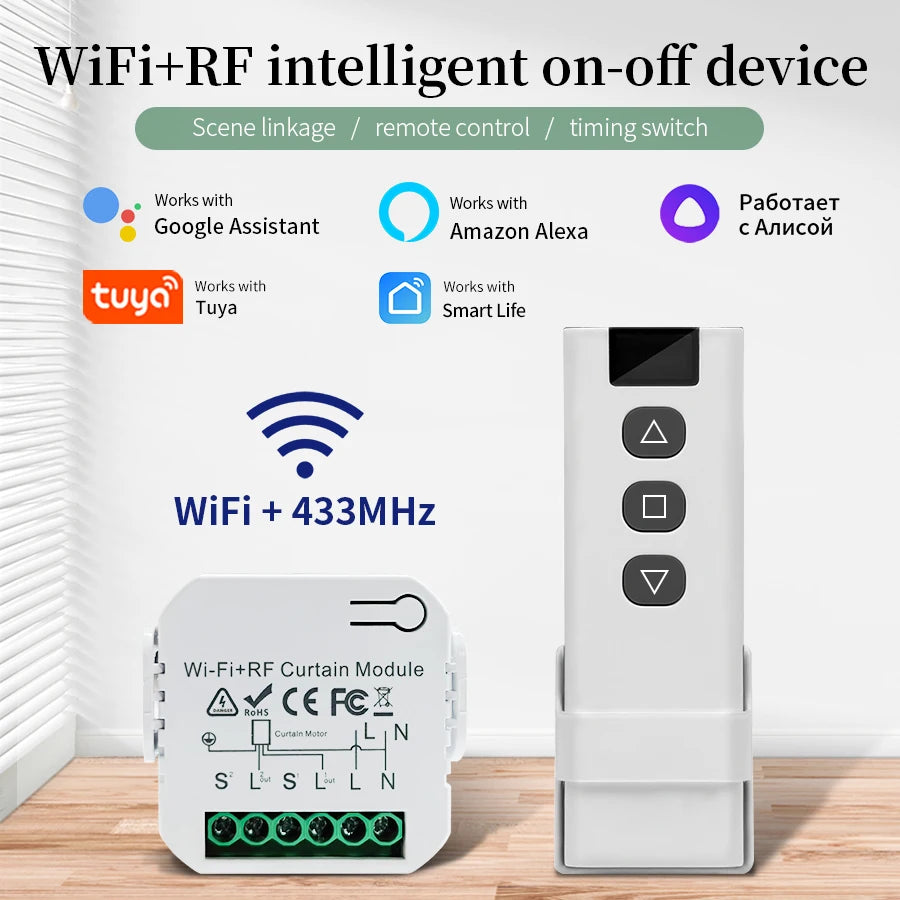 Tuya WiFi Smart Curtain Switch Controllers Roller Blinds Shutter Motor Smart Life APP Remote Control Alexa Google Home Voice Con Oasis Select