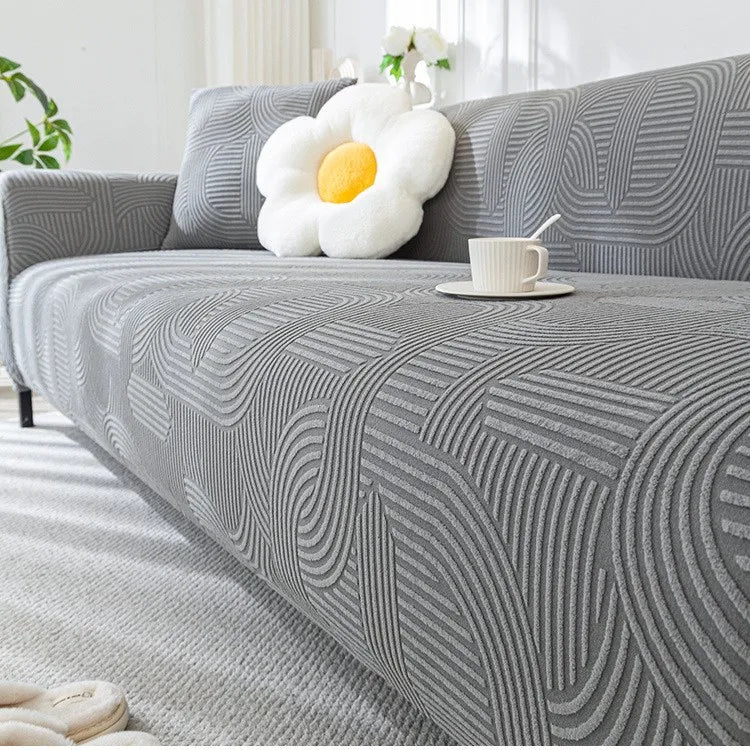 Cream-style Fully Wrapped Sofa Cover All-season Lazy Sofa Cover Cat Scratch-resistant Sofa Cushion Couch Covers for Sofas Oasis Select neutral gray 1 person 90-140cm