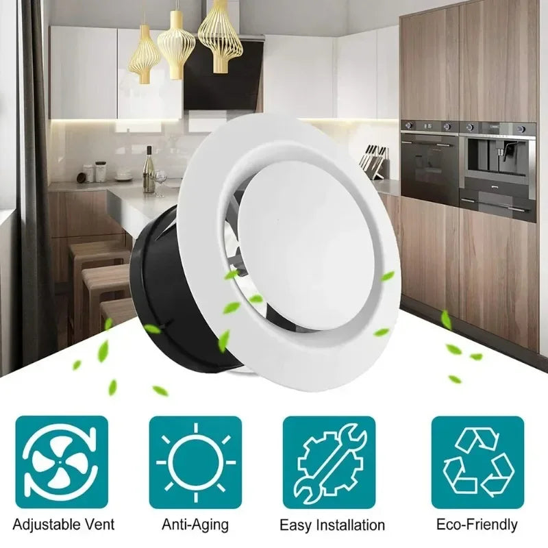 75 100 125mm ABS Wall Ceiling Air Supply Vent Ducting Ventilation Exhaust Grille Cover Waterproof Outlet Heating Cooling Vents Oasis Select