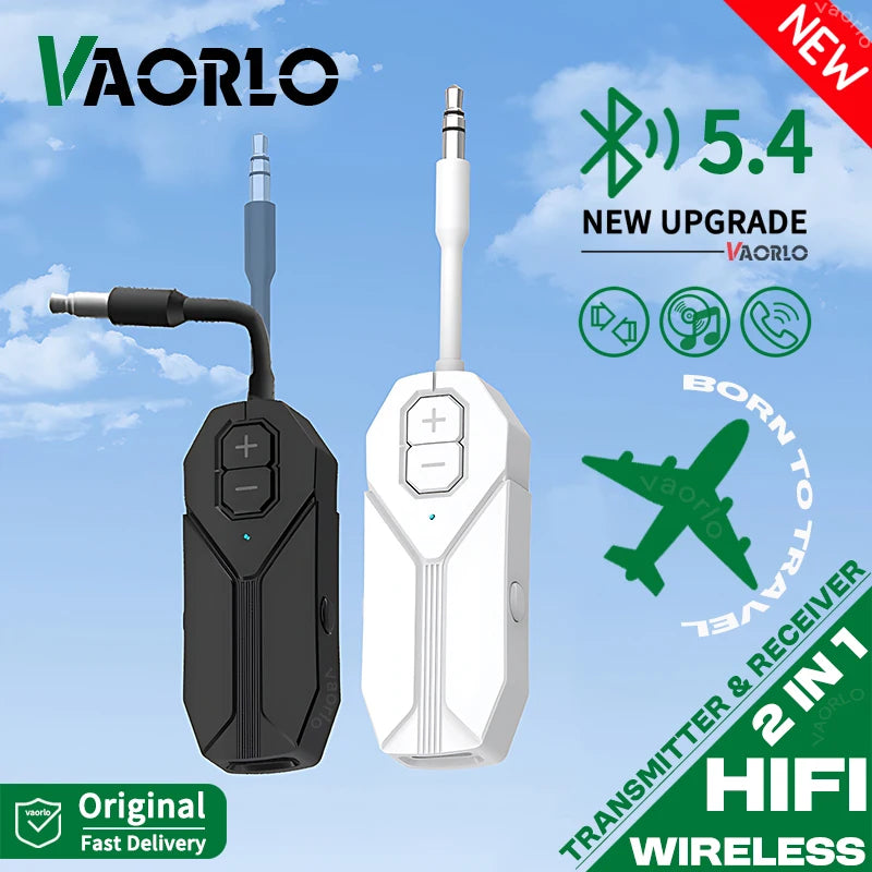 2 In 1 Bluetooth 5.4 Audio Receiver Transmitter Hifi Stereo Wireless Adapter 3.5MM AUX With Mic For Airplane TV PC Car Speaker Oasis Select