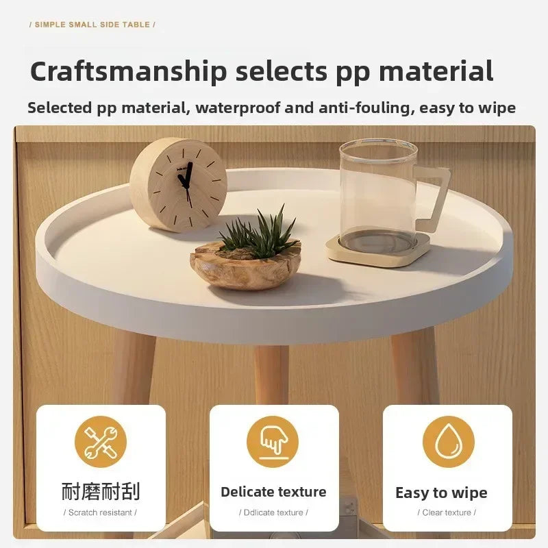 Multi-functional Small round table small apartment bedside table bedroom coffee table rack Oasis Select