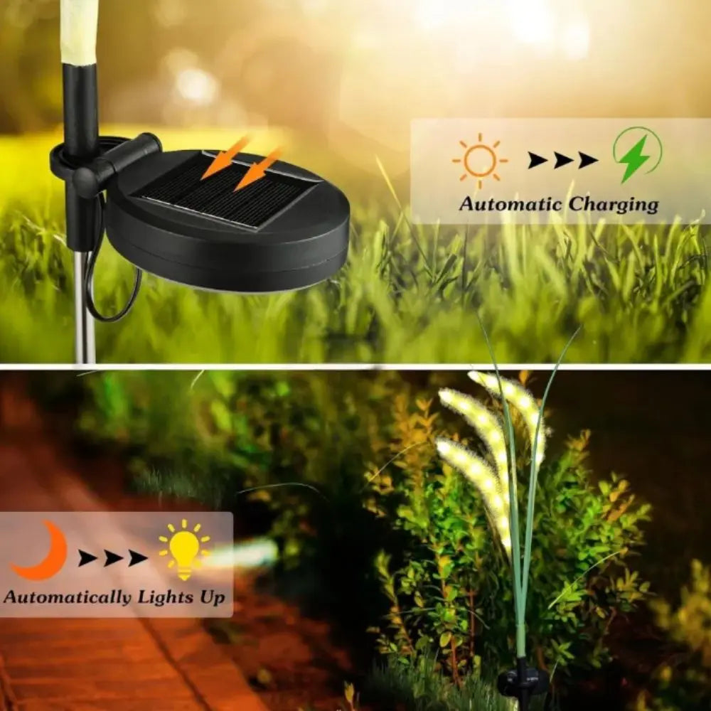 Solar LED Fiber Optic Dogtail Grass Garden Path Light