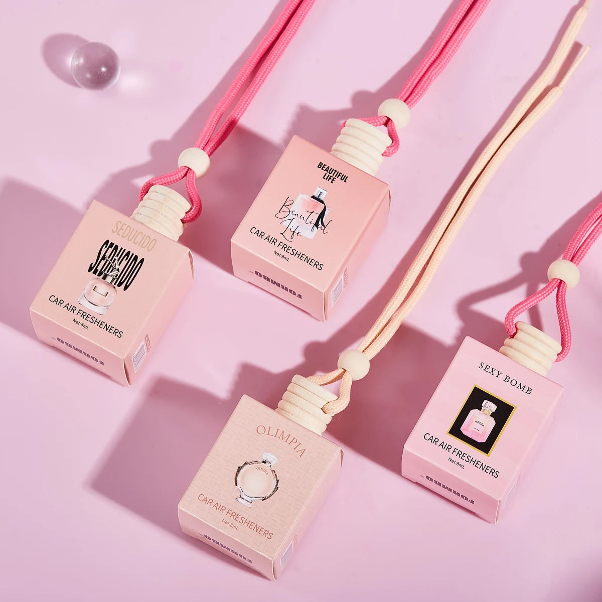 4-Pack Pink Car Air Freshener Pendant – FORMBO Fresh Scent Car Air Freshener Oasis Select 4pcs