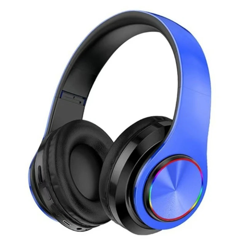 B39 Bluetooth Headphones RGB Lighting Noise Cancellation Foldable Headsets Over Ear Stereo HIFI Sports Headset TF Music Player Oasis Select Blue
