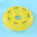 1Pcs Round Pill Case Plastic 7 Days Weekly Tablet Candy Box Portable Storage Tablet Holder Travel Organizer Pill Container Oasis Select yellow