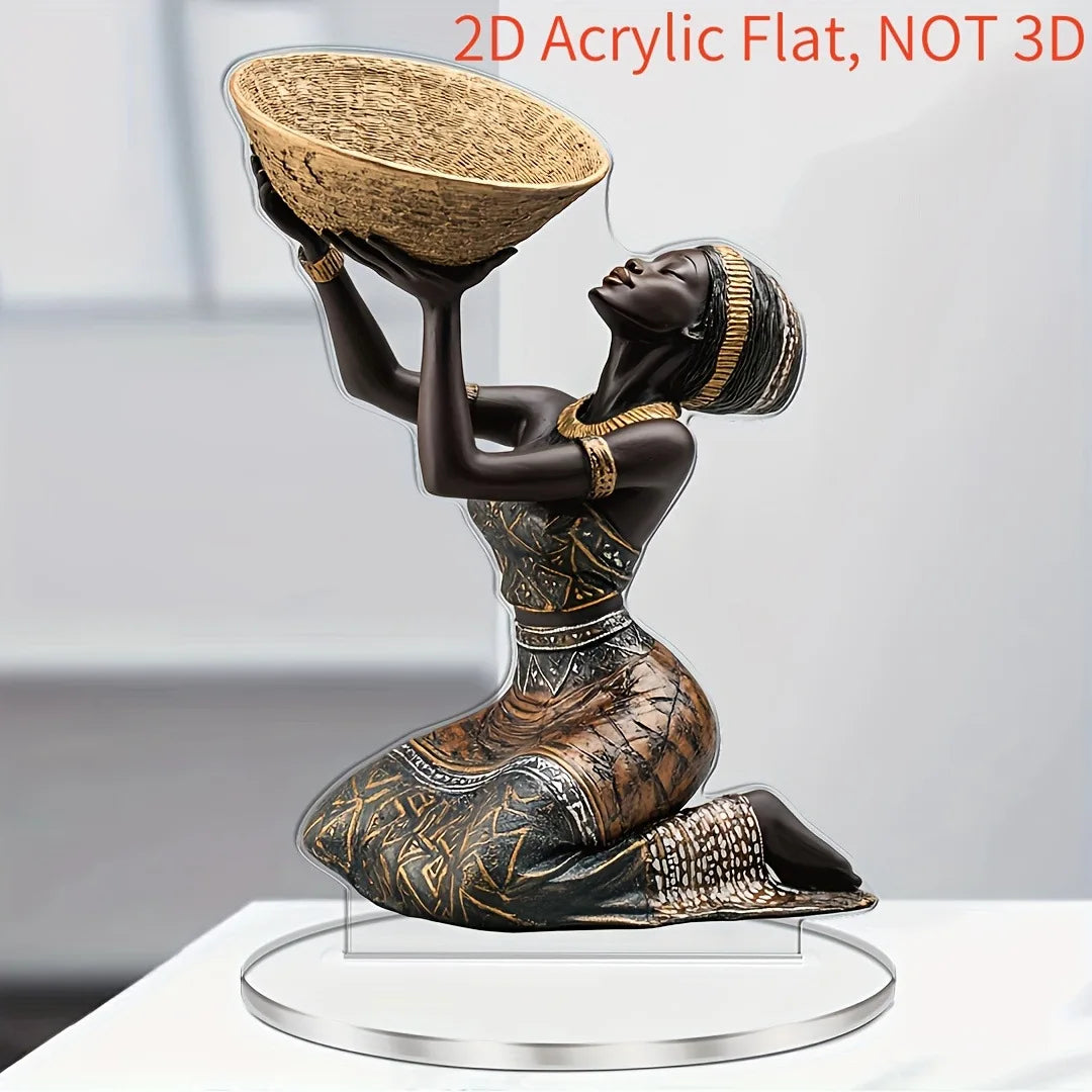 Ethnic Style African Girl Resin Ornament Creative Crafts Home Living Room Desk Vintage Collectible Craft Ornament Decor Oasis Select