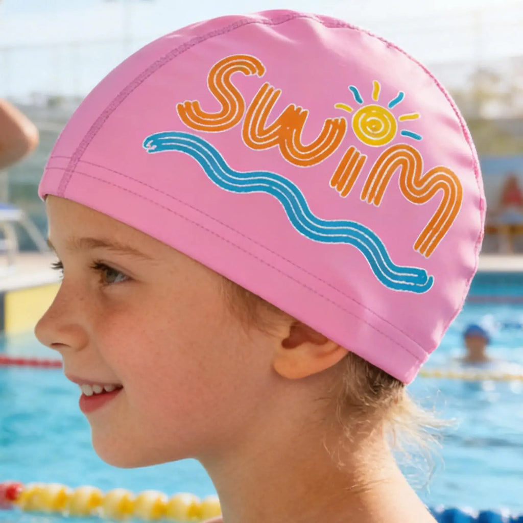 Kids Swimming Caps Cute Cartoon Elastic Silicone Boys and Girls Swimming Gear Long Hair Waterproof Ear sProtection Swim Caps Oasis Select