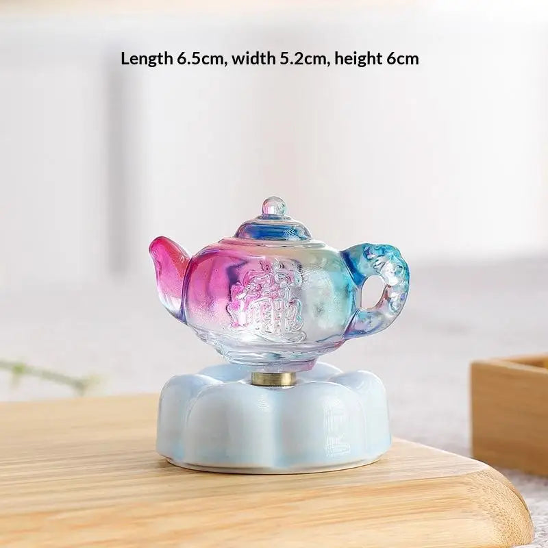 360° Rotating Crystal Teapot Ornament | Car & Desk Décor