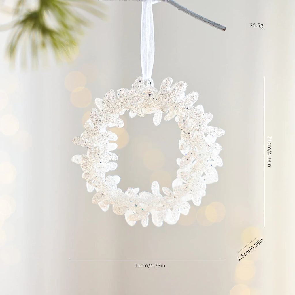 White Christmas Tree Hanging Ornaments – Candy, Chime & Wreath