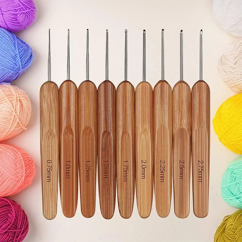 Bamboo Wooden Handle Crochet Hook Crochet Hooks Ergonomic Crochet Needles Weave Yarn Craft DIY Sewing Tools for Fine Work Thin Oasis Select