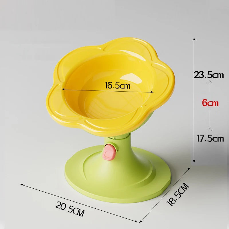 Reliable Stand-up Ceramic Cat Bowl with Pretty Floral Design; Pet Food and Water Dish for Neck Wellness Oasis Select A3