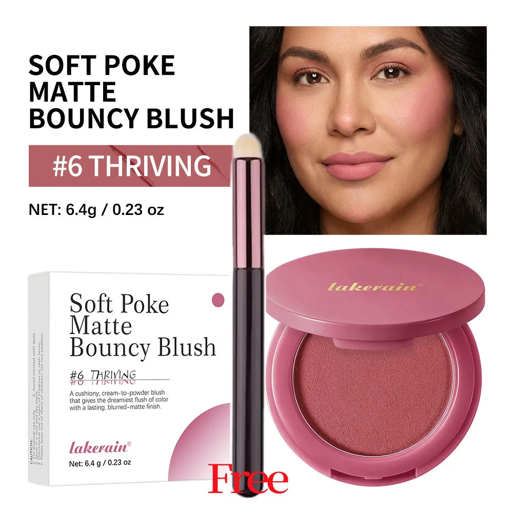 Lakerain Soft Poke Matte Blush Palette with Free Brush