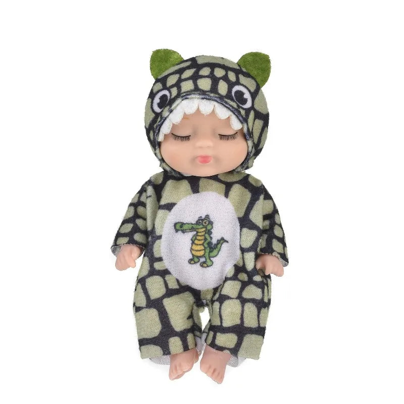 Sleeping Mini Reborn Baby Dolls Lifelike Cute Adorable Dolls with Butterfly Fox Sunflower Outfits Playset Kids Gift Toy Oasis Select crocodile