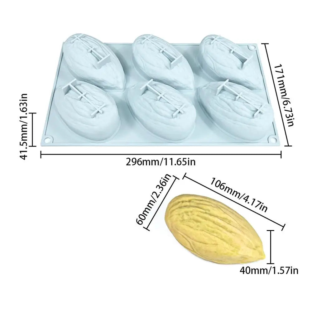6 Cavity Nut Shaped Silicone Mold 3D Simulation Almond Pistachio Pecan Coffee Bean Mould Baking Tool for DIY Mousse Cake Pudding Oasis Select Almond