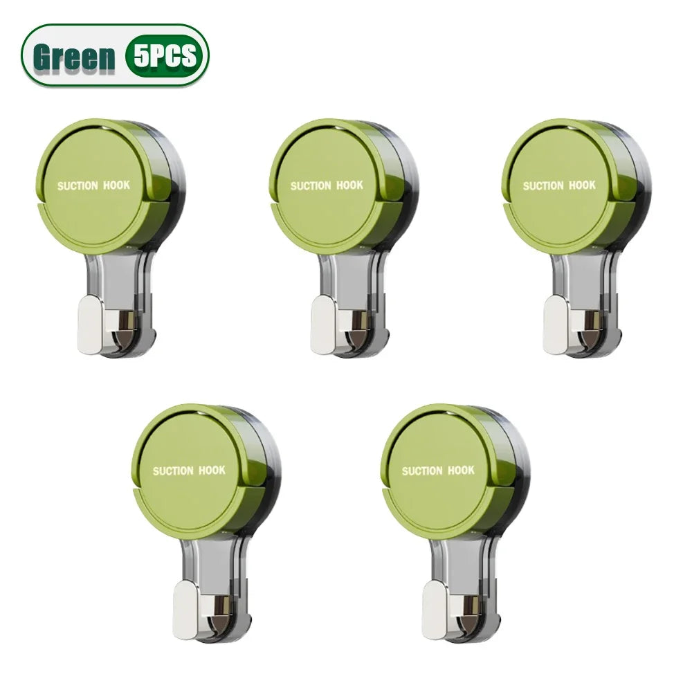 1-30PCS Suction Cup Hook Reusable Stronge Vacuum Bathroom Suction Cup Hooks Waterproof Towel Rack Clothes Hanger Hook Accessor Oasis Select Green-5PCS