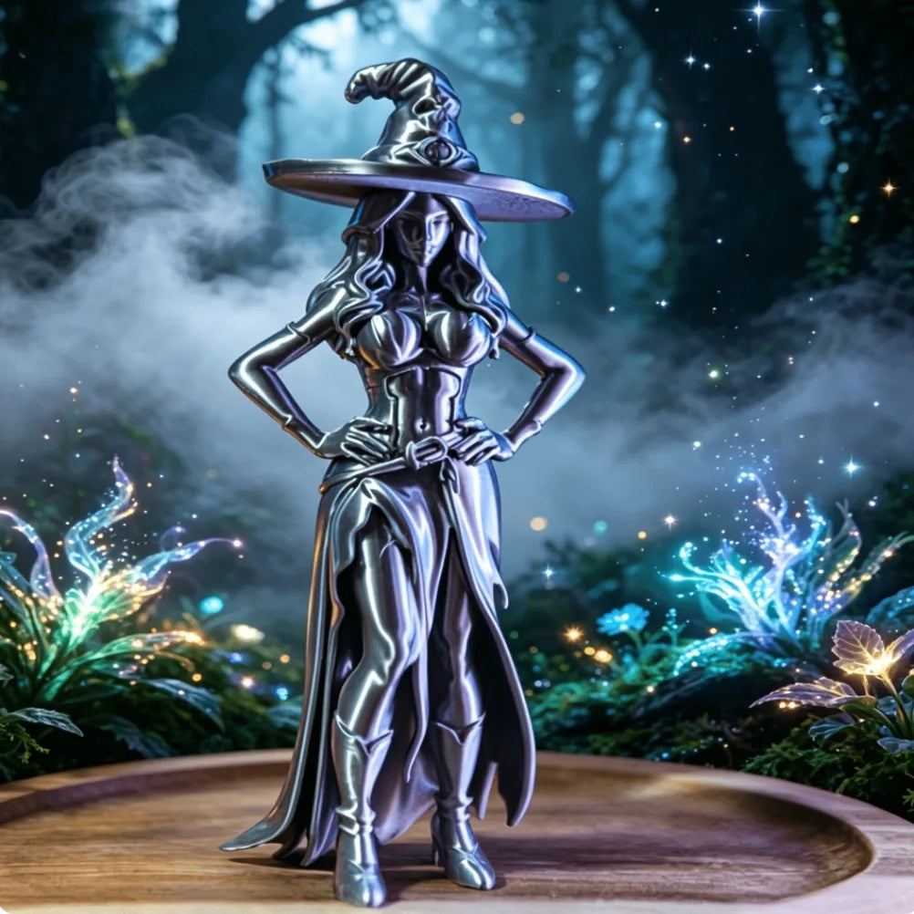 Dark Fantasy Witch Sculpture 3D Printed Gothic Female Figurine Art Desktop Decor Statue Study Shelf Halloween Collectible Gift Oasis Select