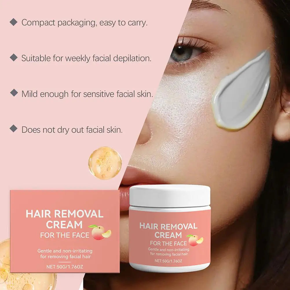 Facial Hair Removal Cream, Natural Aloe Vera Quick Gentle Fast-Acting Hair Remover Cream for Face & Lip, Moisturizing & Soothing Oasis Select