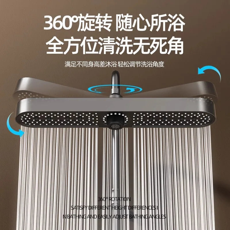 New 1pc 19 Inch High Pressure 3 Mode Rainfall Luxury Bathroom Shower Head Adjustable Anti-Clogging Silicone Nozzles Water Saving Oasis Select