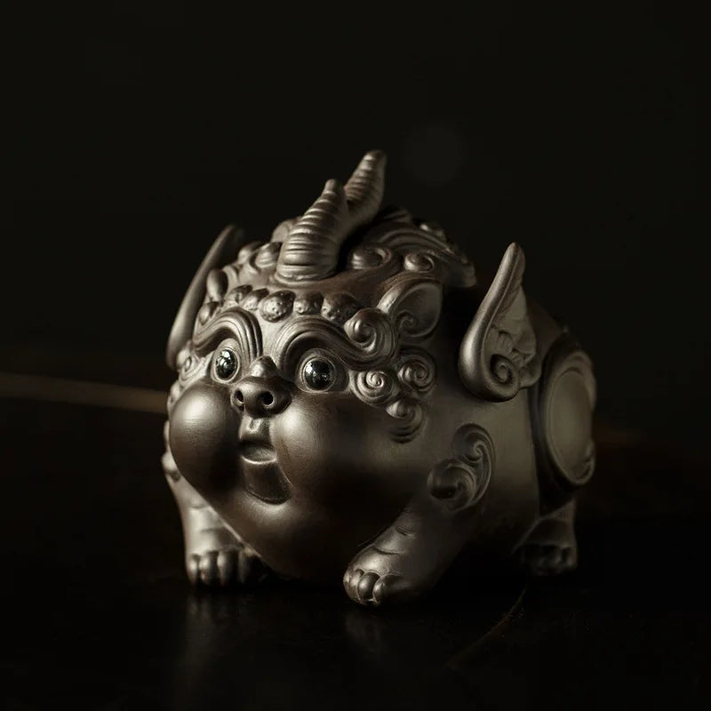 Lucky Purple Clay Cute Pixiu Tea Pet Ornament Premium Nurturable Creative Personalized Tea Play Tea Table Tea Set Accessories Oasis Select Beast-purple Clay