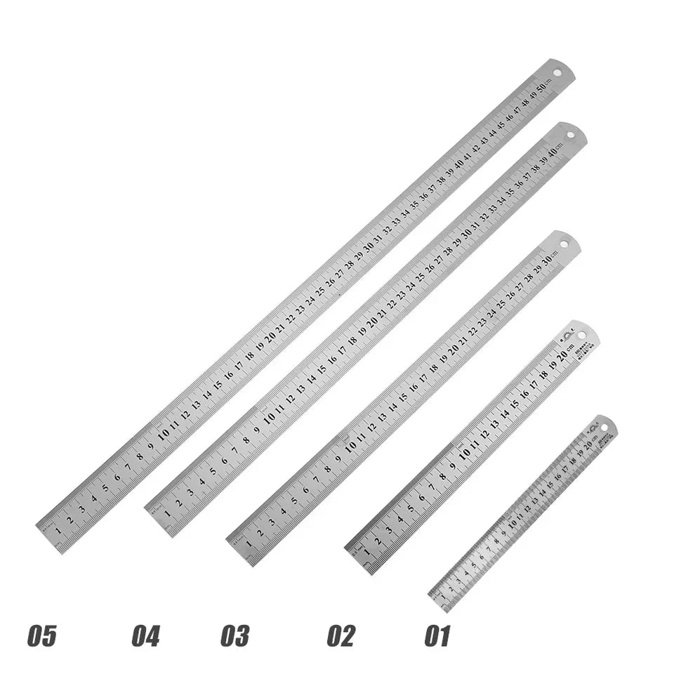 150mm-500mm Metal Scale Stainless Steel Straight Ruler Measuring Stationery Drafting Accessory Hand Tool School Office Supplies Oasis Select