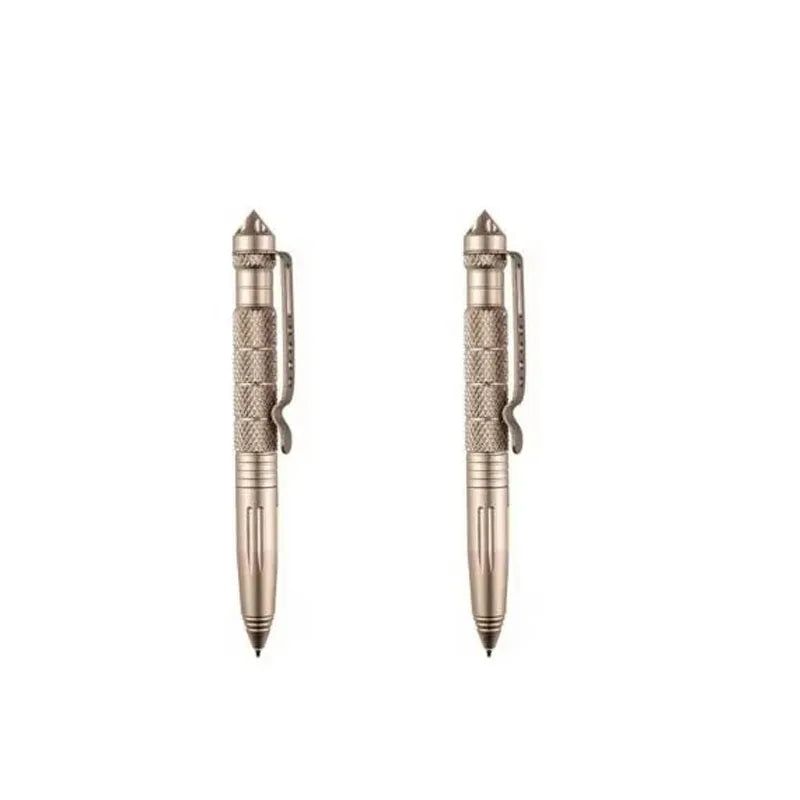 1/2pcs High Quality Metal Military Tactical Pen School Student Ballpoint Pens Emergency Glass Breaker Self Defense Supplies Oasis Select 2pcs gold