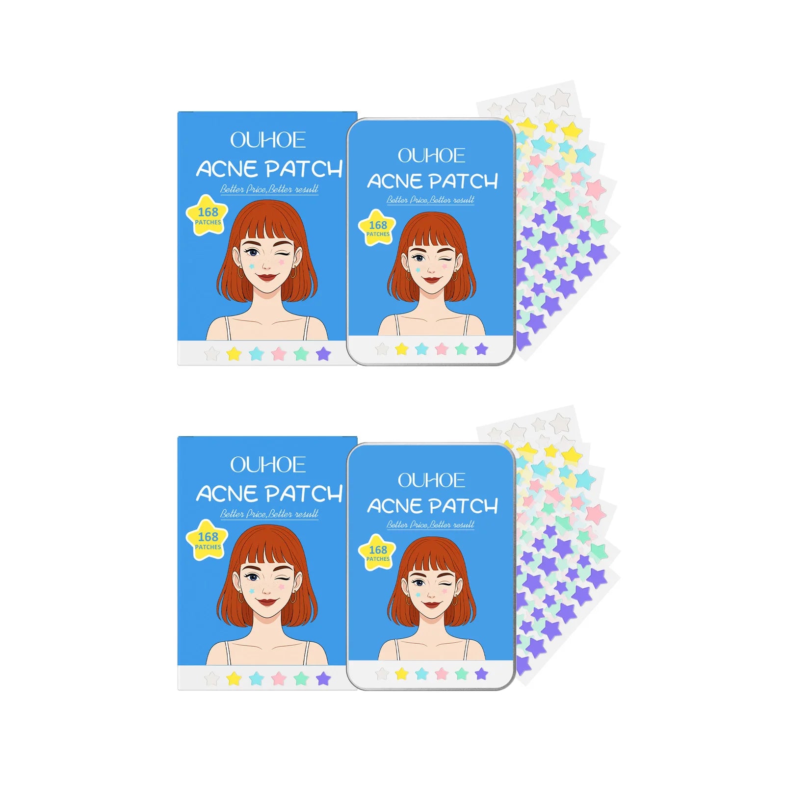 Star Shape Pimple Patches – 168pc Invisible Acne Stickers Acne Pimple Patches Oasis Select 2 x 168pcs Boxed